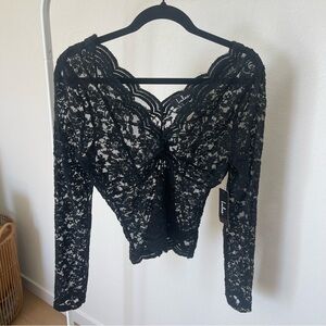 Lulus black lace long sleeve top